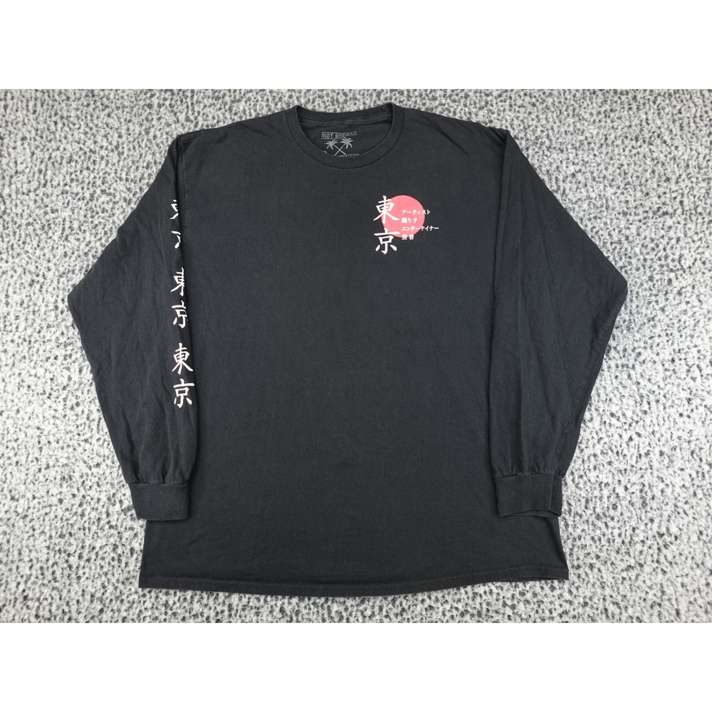 Riot Society Long Sleeve T-Shirt Mens XL Black Geisha DJ Skeleton Tokyo